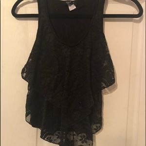 Black ruffley shirt small